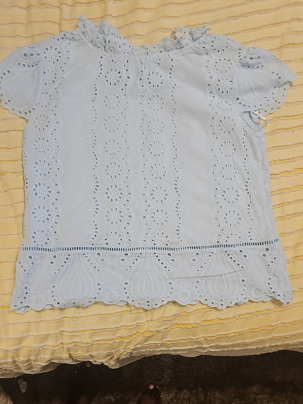 Adiva Pale Blue Eyelet Blouse - Picture 2 of 12